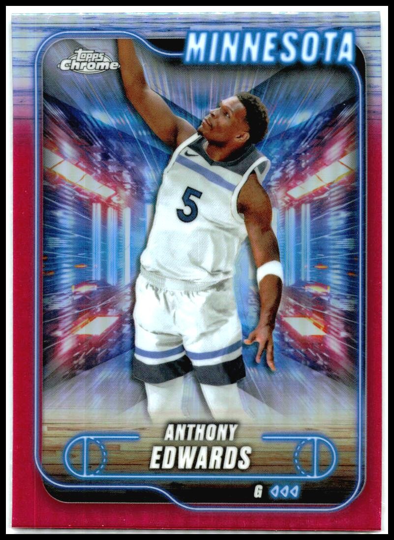 2024-25 Topps Chrome Pink Refractor #77 Anthony Edwards Minnesota Timberwolves