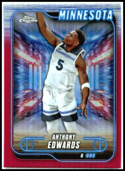 2024-25 Topps Chrome Pink Refractor #77 Anthony Edwards Minnesota Timberwolves