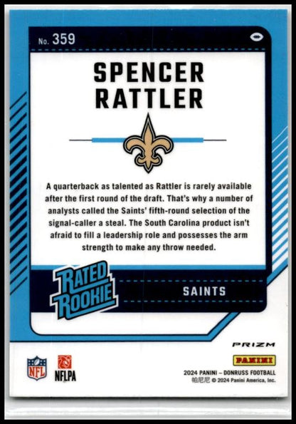 2024 Donruss Optic Rated Rookies Preview Red and Green #359 Spencer Rattler