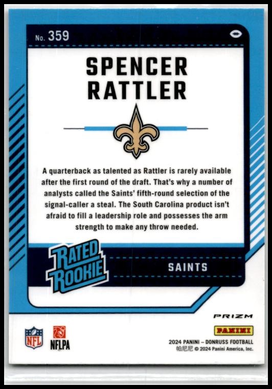 2024 Donruss Optic Rated Rookies Preview Red and Green #359 Spencer Rattler