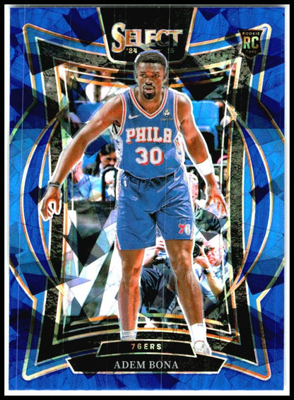 2024-25 Panini Select Blue Cracked Ice Prizm #97 Adem Bona Rookie 76ers