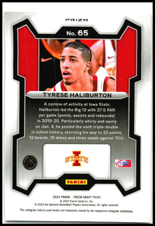2024 Prizm Draft Picks Prizms Red Ice #65 Tyrese Haliburton Iowa State Cyclones