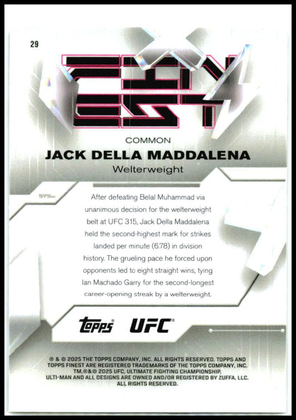 2025 Topps Finest UFC Common #29 Jack Della Maddalena