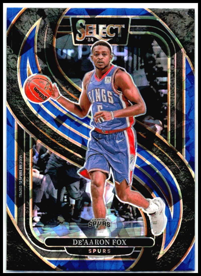 2024-25 Panini Select Blue Cracked Ice Prizm #150 De'Aaron Fox San Antonio Spurs