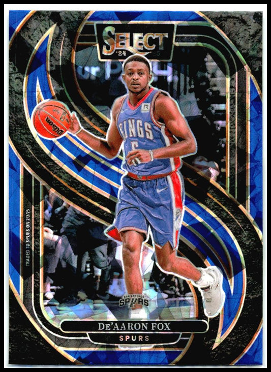 2024-25 Panini Select Blue Cracked Ice Prizm #150 De'Aaron Fox San Antonio Spurs