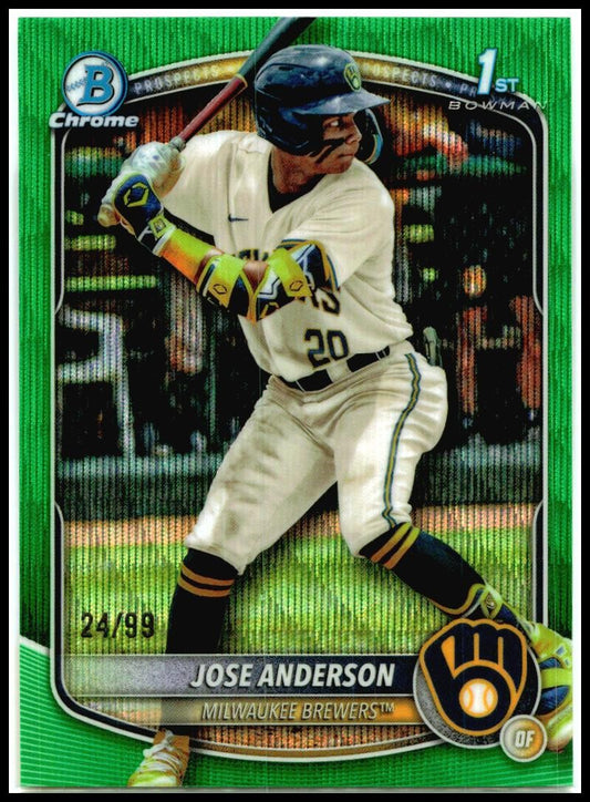 2025 Bowman Chrome Green Wave /99 #BCP-193 Jose Anderson Brewers