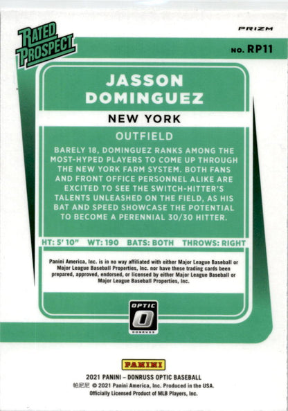 2021 Donruss Optic Rated Prospect Holo #RP11 Jasson Dominguez New York Yankees