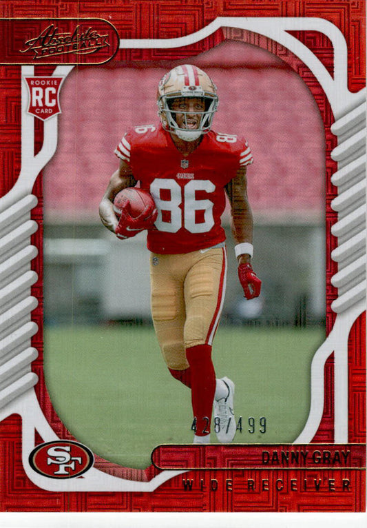 2022 Panini Absolute Red Squares #133 Danny Gray Rookie /499 San Francisco 49ers