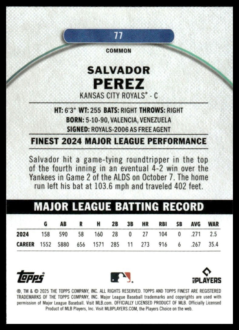 2025 Finest #77 Salvador Perez