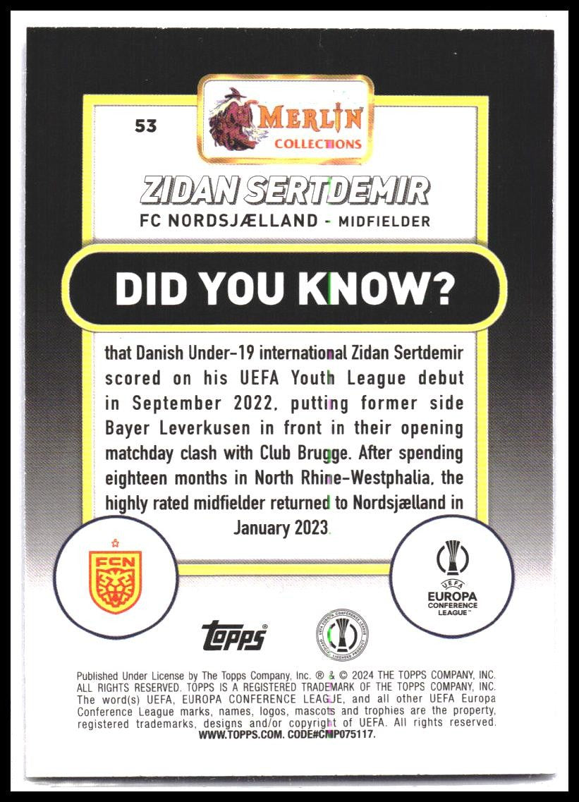 2023-24 Merlin UEFA Club Competitions #53 Zidan Sertdemir