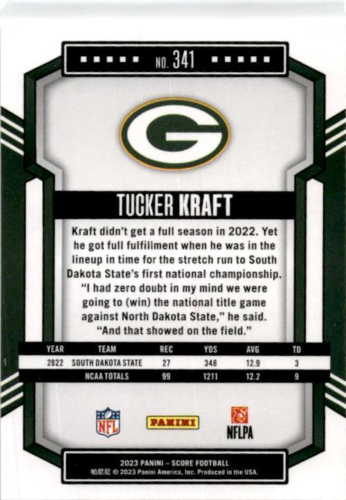 2023 Score #341 Tucker Kraft Green Bay Packers