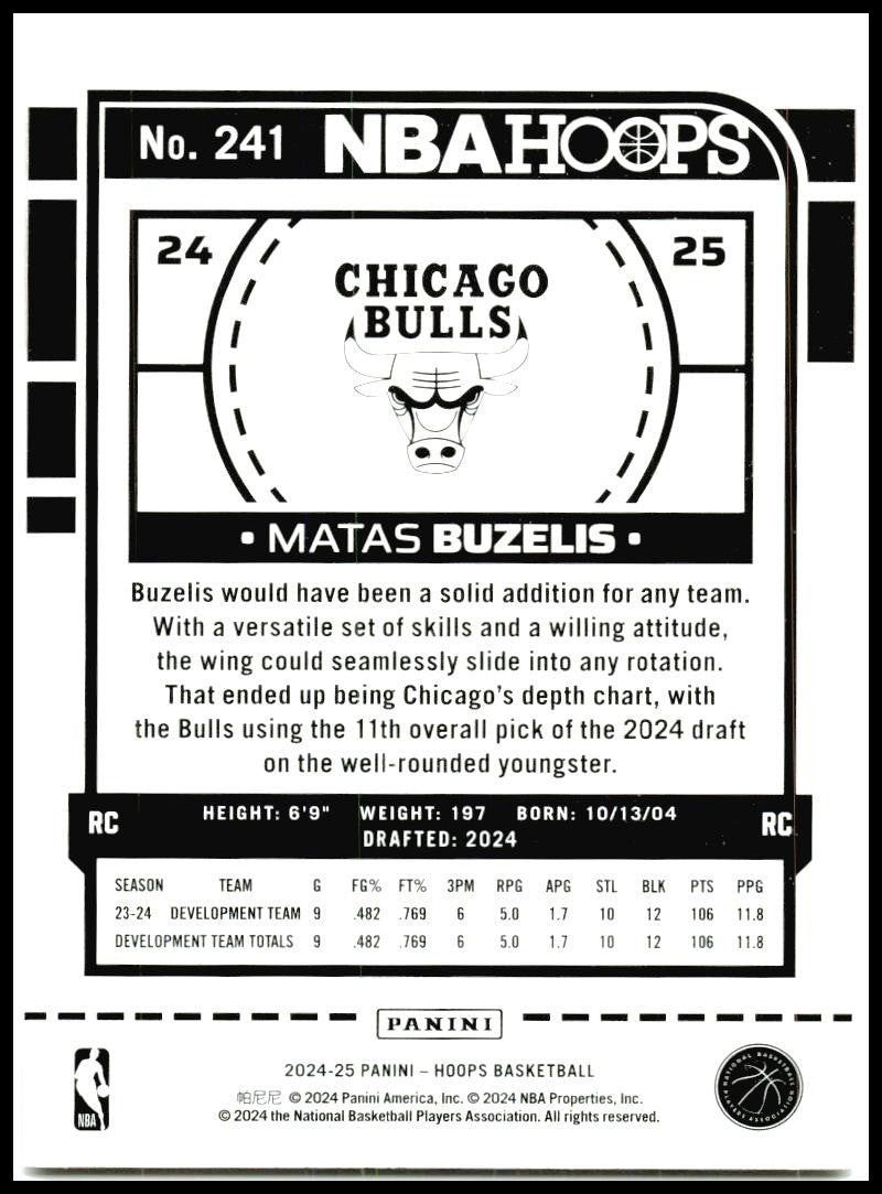 2024-25 Hoops Winter #241 Matas Buzelis Rookie Chicago Bulls