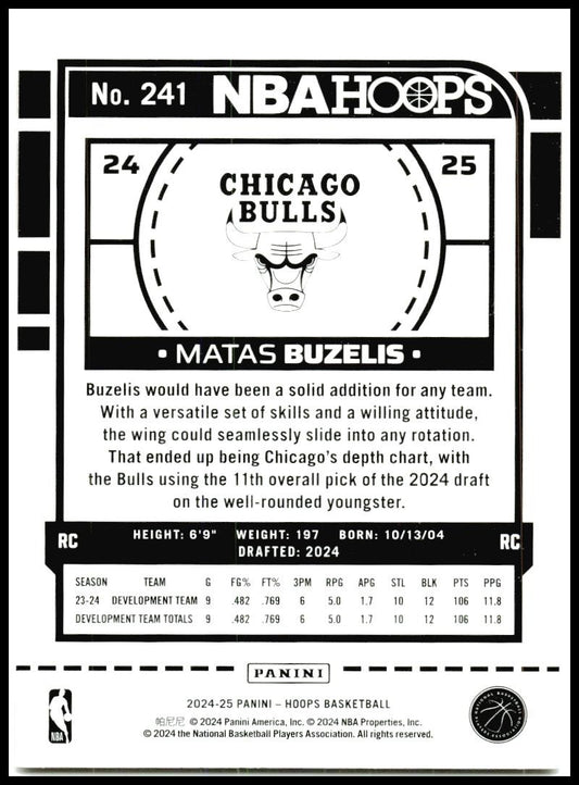 2024-25 Hoops Winter #241 Matas Buzelis Rookie Chicago Bulls