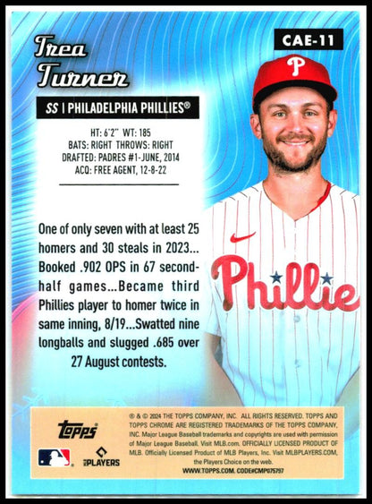 2024 Topps Chrome Chrome All-Etch #CAE-11 Trea Turner Philadelphia Phillies
