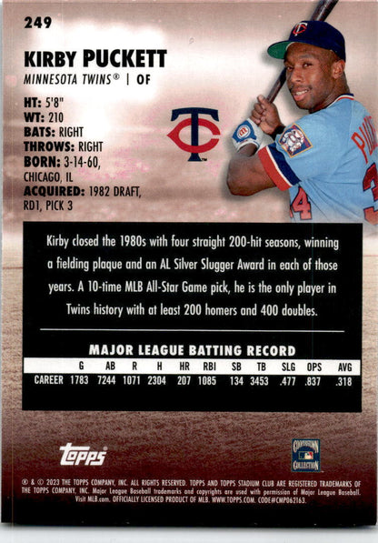2023 Stadium Club #249 Kirby Puckett Minnesota Twins