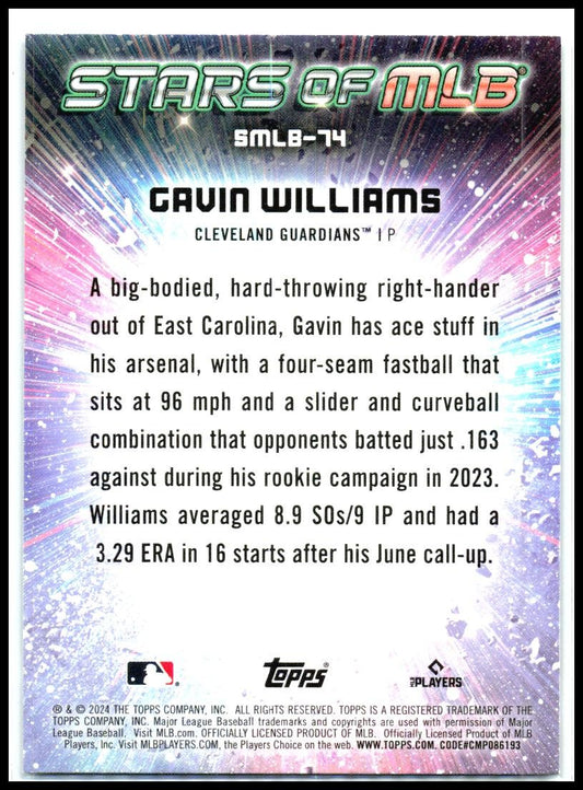 2024 Topps Update Stars of MLB #SMLB-74 Gavin Williams Cleveland Guardians