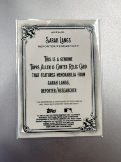 2023 Topps Allen & Ginter - Sarah Langs Relic AGRA-SL - Reporter
