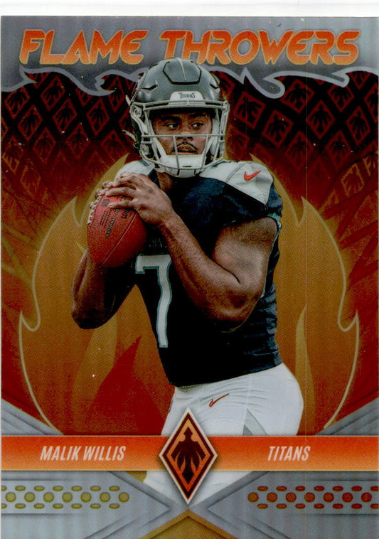 2022 Panini Phoenix Flame Throwers #FT-29 Malik Willis Tennessee Titans