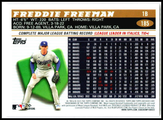 2025 topps archives Pink #185 Freddie Freeman