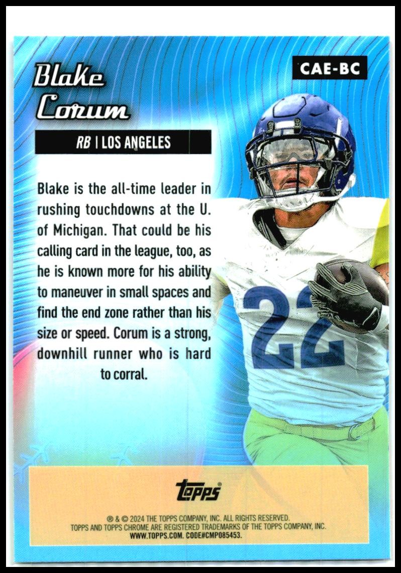 2024 Topps Chrome Chrome All-Etch X-Fractor #CAE-BC Blake Corum Los Angeles Rams