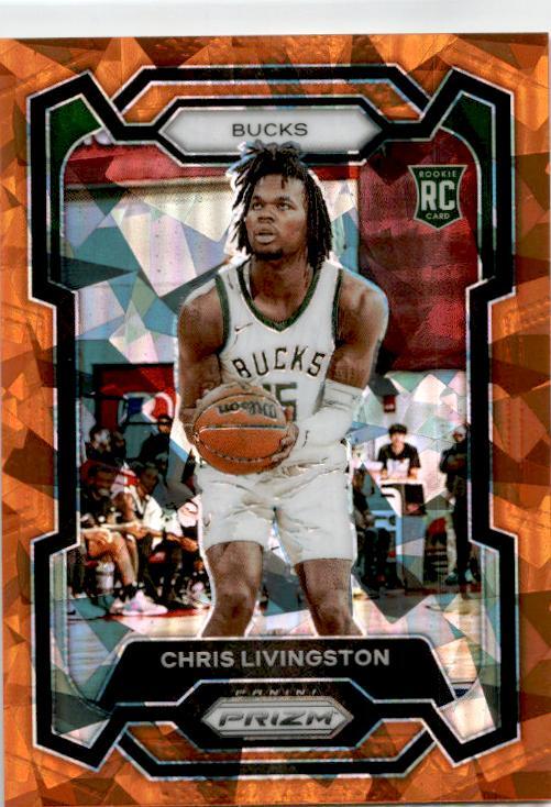 2023-24 Panini Prizm Prizms Orange Ice #156 Chris Livingston Rookie Bucks