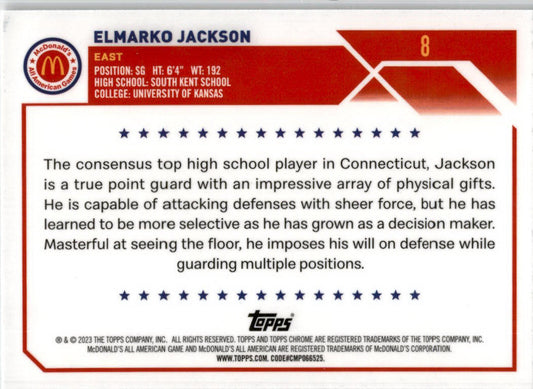 2023 Topps Chrome McDonald's All American #8 Elmarko Jackson Kansas