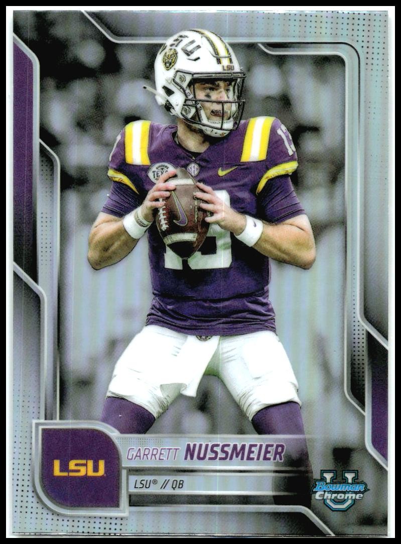 2025 Bowman Chrome University Refractor #189 Garrett Nussmeier LSU