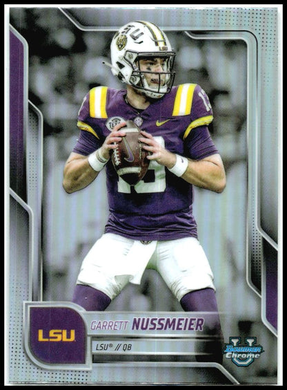 2025 Bowman Chrome University Refractor #189 Garrett Nussmeier LSU