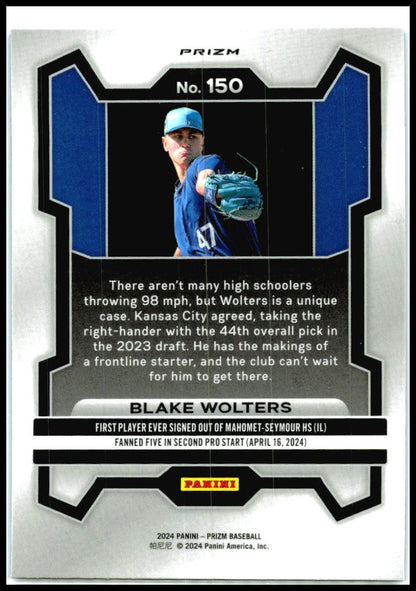 2024 Panini Prizm Blue Ice Prizms #150 Blake Wolters Kansas City Royals