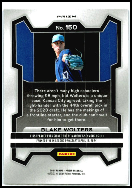 2024 Panini Prizm Blue Ice Prizms #150 Blake Wolters Kansas City Royals
