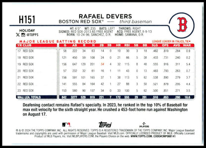 2024 Topps Holiday #H151 Rafael Devers Boston Red Sox