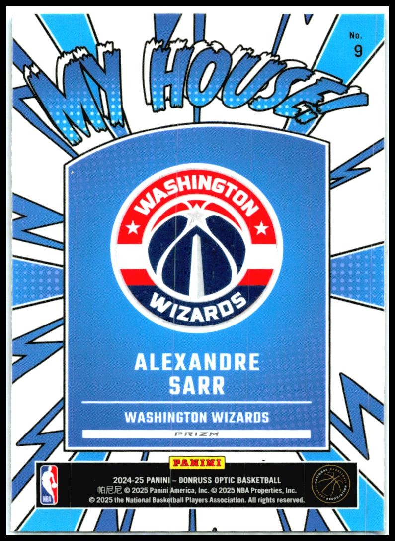 2024-25 Donruss Optic My House Purple #9 Alexandre Sarr Washington Wizards