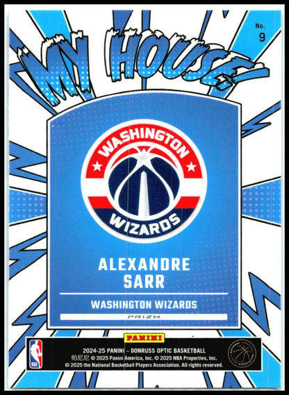 2024-25 Donruss Optic My House Purple #9 Alexandre Sarr Washington Wizards