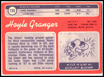 1970 Topps #155 Hoyle Granger Rookie Houston Oilers