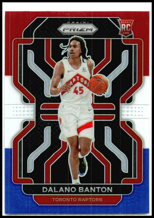 2021-22 Panini Prizm Red White and Blue #328 Dalano Banton RC Toronto Raptors