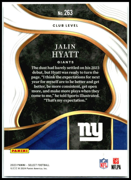 2023 Panini Select #263 Jalin Hyatt Rookie New York Giants