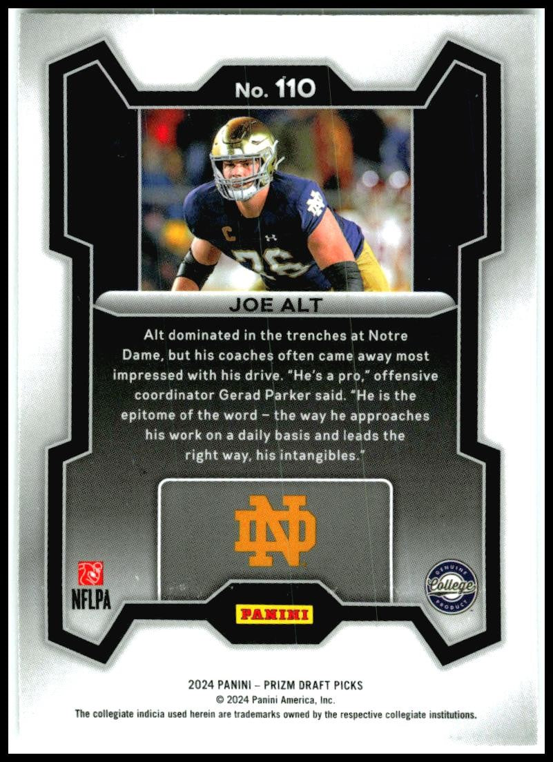 2024 Panini Prizm Draft Picks #110 Joe Alt Notre Dame Fighting Irish