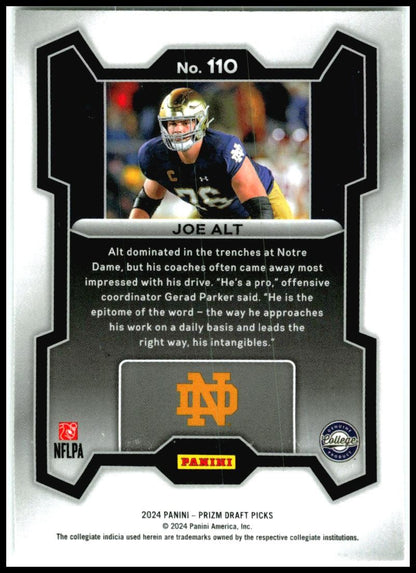 2024 Panini Prizm Draft Picks #110 Joe Alt Notre Dame Fighting Irish