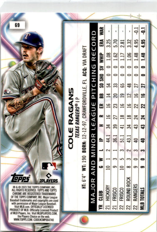 2023 Topps Chrome Cosmic #69 Cole Ragans RC Texas Rangers