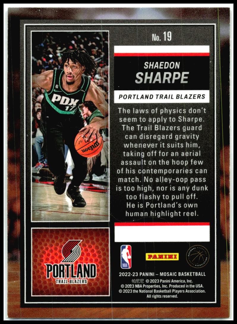 2022-23 Mosaic Masters #19 Shaedon Sharpe Portland