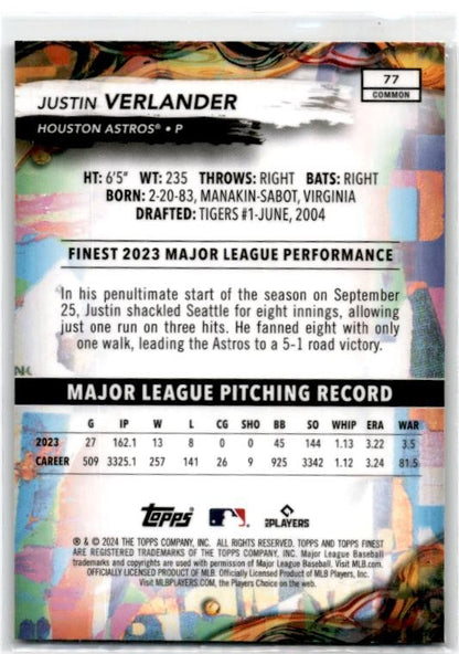 2024 Finest #77 Justin Verlander Houston Astros