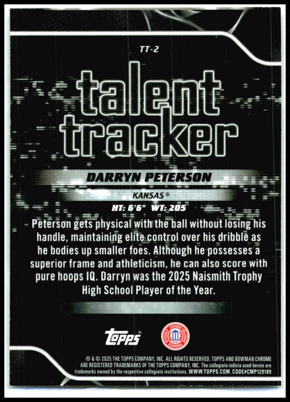 2025-26 Bowman talent tracker #TT-2 Darryn Peterson Kansas