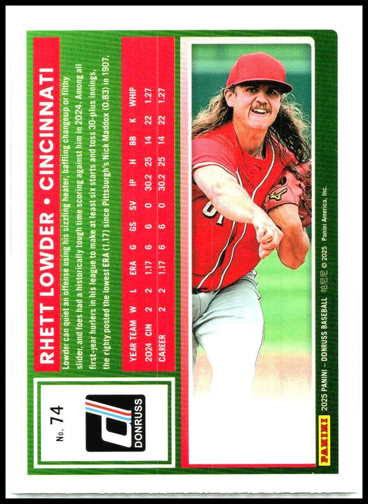 2025 Donruss #74 Rhett Lowder Cincinnati Reds