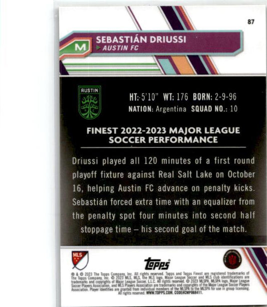 2023 Finest MLS Gold Refractor #87 Sebastián Driussi  #/50