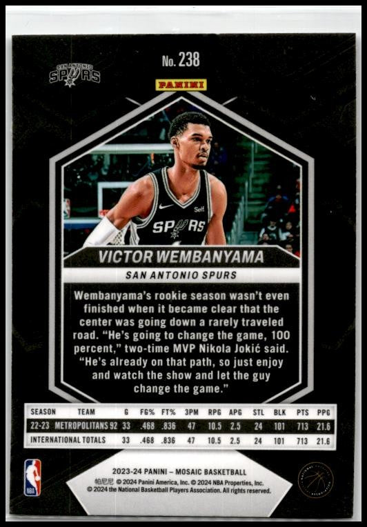 2023-24 Panini Mosaic #238 Victor Wembanyama Rookie San Antonio Spurs