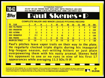 2025 Topps 1990 Topps 35th Anniversary All-Stars #T90-63 Paul Skenes Pirates
