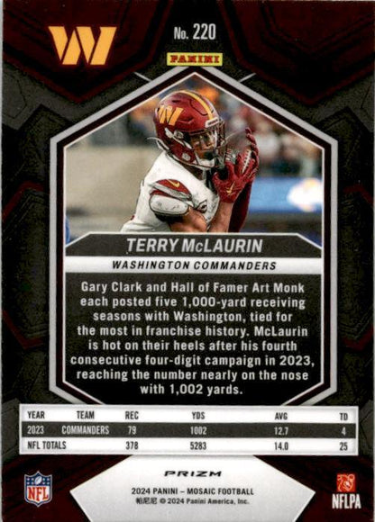 2024 Panini Mosaic Mosaic Reactive Blue #220 Terry McLaurin Commanders