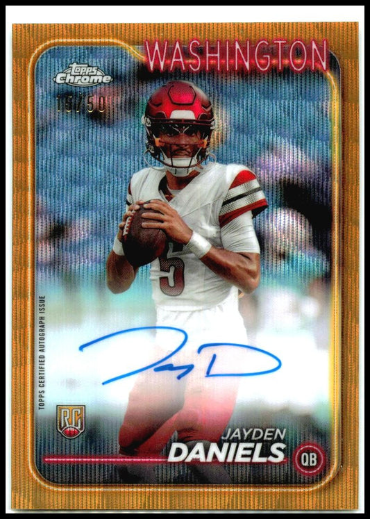 2024 Topps Chrome Rookie Auto Gold Wave #RA-JDA Jayden Daniels Auto Washington