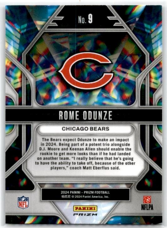 2024 Panini Prizm Prizmatic Green Prizm #9 Rome Odunze Chicago Bears