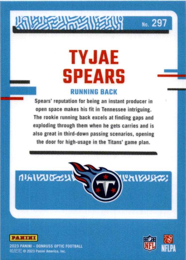 2023 Donruss Optic #297 Tyjae Spears Tennessee Titans